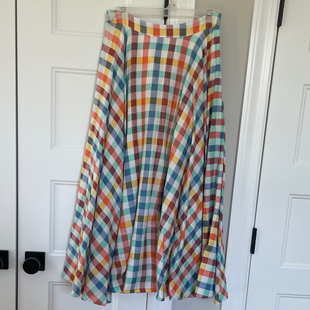 Multicolor Checkered Mauve Maxi Skirt - Sz 6